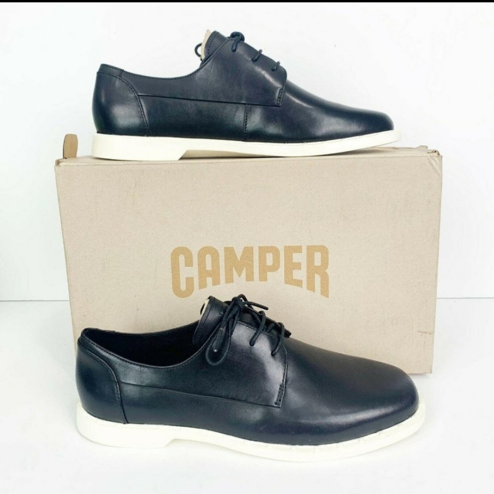 Camper Juddie Oxford Black Calfskin Leather Dress Shoes NIB Size 12